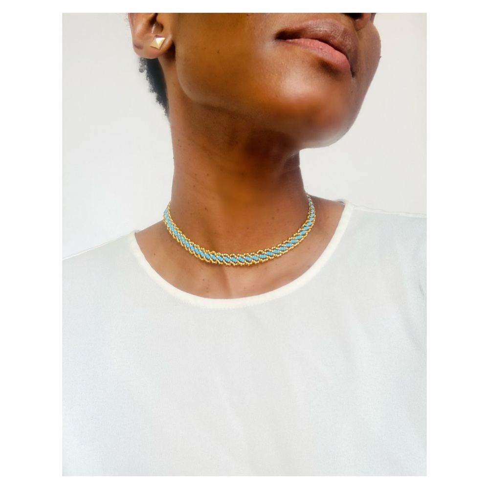 Beaded blue handmade necklace